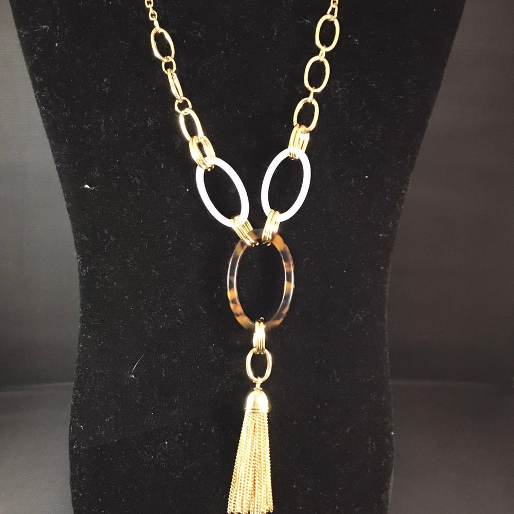 Talbot's Gold tone Necklace with white & tortoise